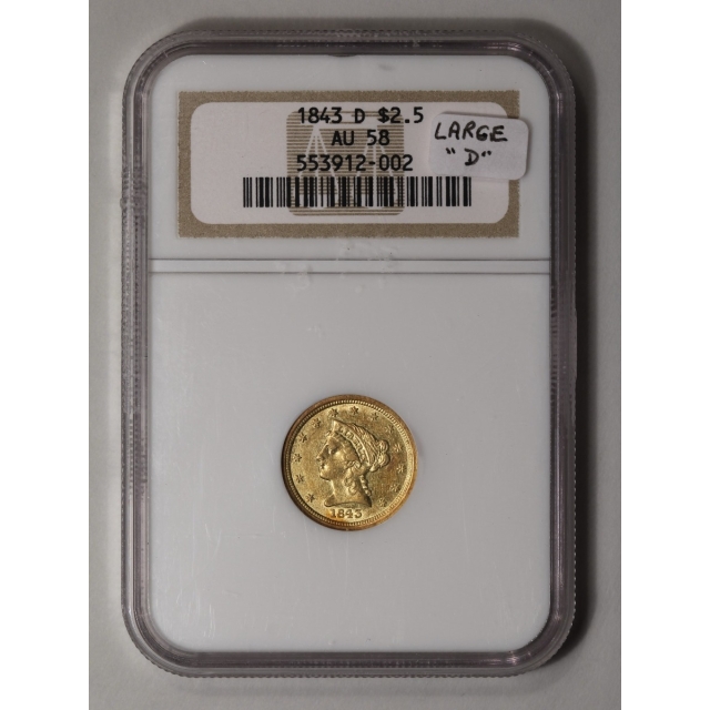 1843-D Quarter Eagle $2.50 NGC AU58