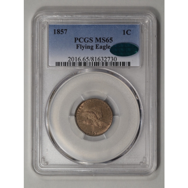 1857 1C Flying Eagle Cent PCGS MS65 (CAC)