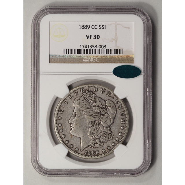 1889-CC Morgan Dollar S$1 NGC VF30 (CAC)