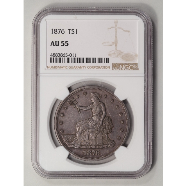 1876 Trade Dollar T$1 NGC AU55