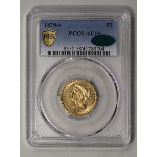 1879-S $5 Liberty Head Half Eagle PCGS AU58 (CAC)