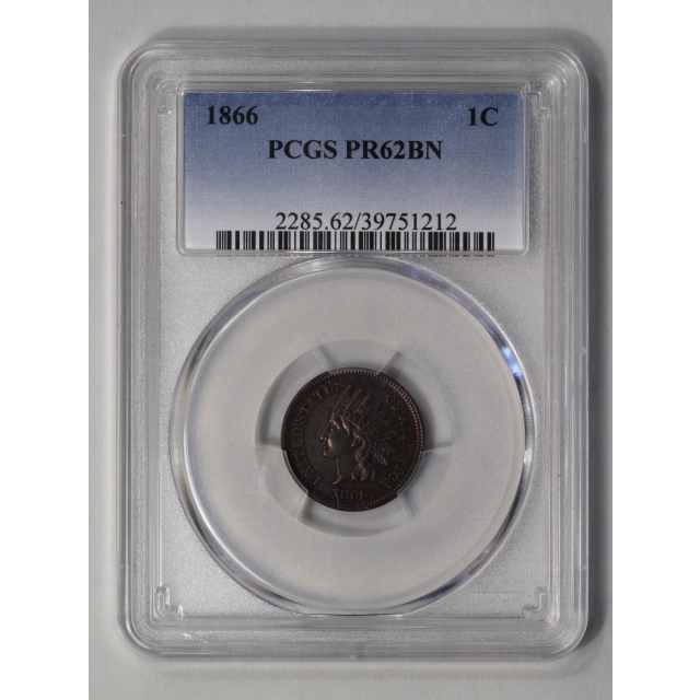 1866 1C Indian Cent - Type 3 Bronze PCGS PR62BN