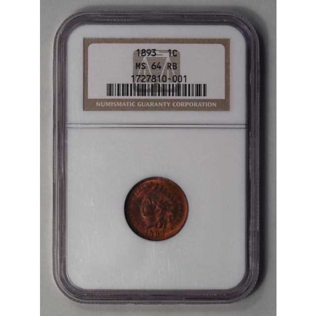 1893 1C Indian Cent - Type 3 Bronze MS 64 RB