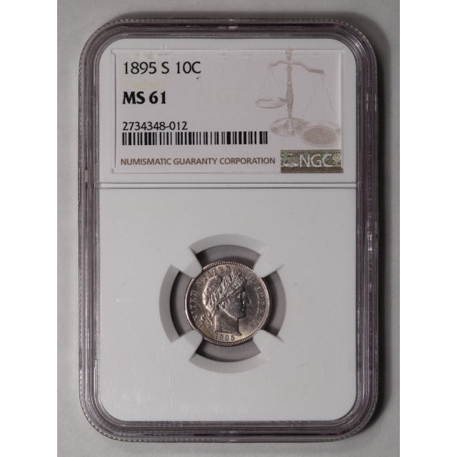 1895-S Barber Dime 10C NGC MS61