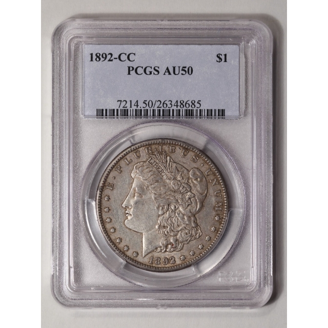1892-CC $1 Morgan Dollar PCGS AU50