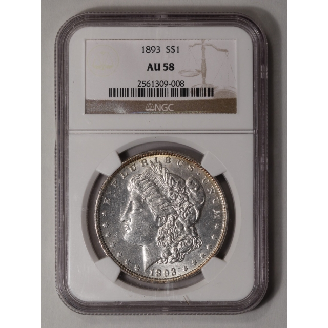 1893 Morgan Dollar S$1 NGC AU58