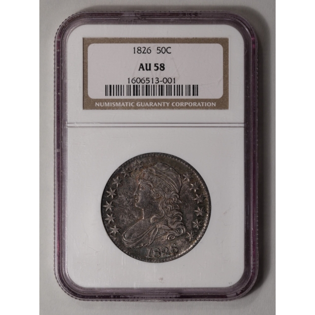 1826 Capped Bust, Lettered Edge 50C NGC AU58
