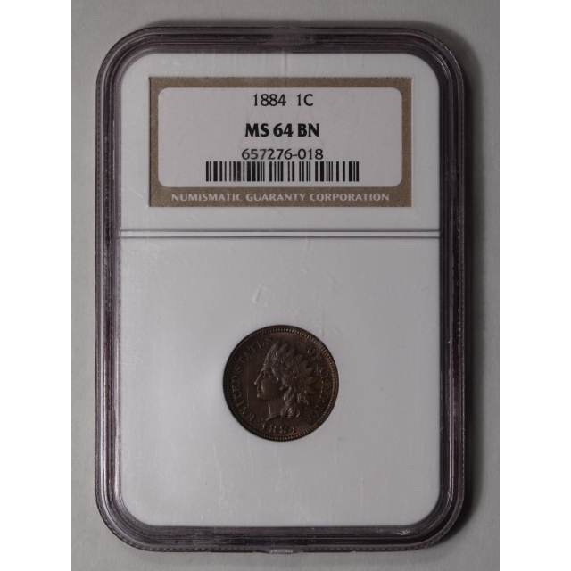 1884 1C Indian Cent - Type 3 Bronze NGC MS64 BN