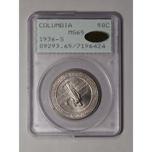 COLUMBIA 1936-S 50C Silver Commemorative PCGS (CAC_GOLD)