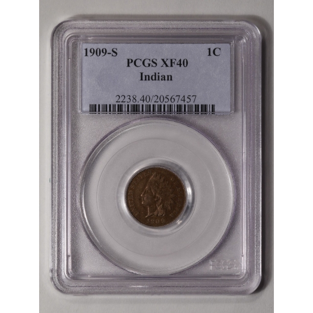 1909-S 1C Indian Indian Cent - Type 3 Bronze PCGS XF40BN