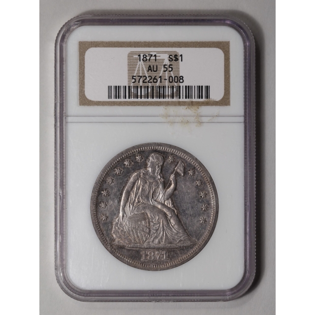 1871 Seated Liberty - Motto S$1 NGC AU55