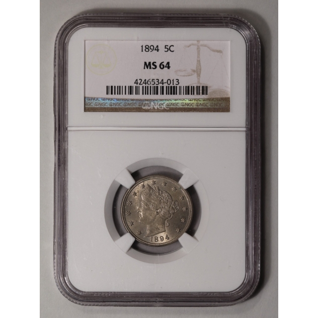 1894 Liberty Nickel 5C NGC MS64