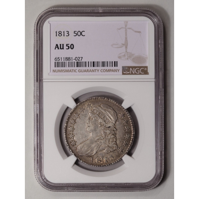 1813 Capped Bust, Lettered Edge 50C NGC AU50
