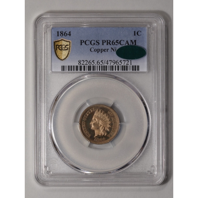 1864 1C Copper Nickel Indian Cent - Type 2 Copper-Nickel PCGS PR65CAM (CAC)