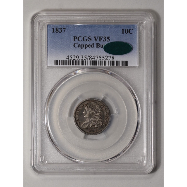 1837 10C Capped Bust Dime PCGS VF35 (CAC)