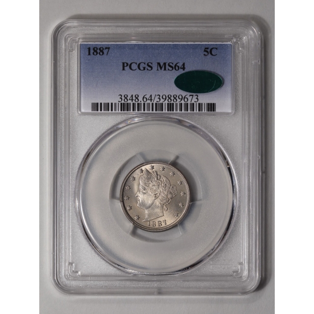 1887 5C Liberty Nickel PCGS MS64 (CAC)