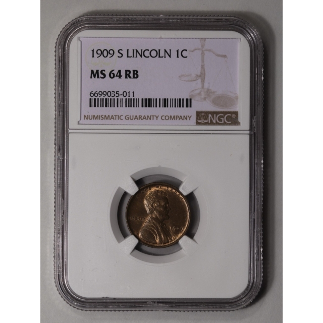 1909-S Wheat Reverse Lincoln Cent 1C NGC MS64RB