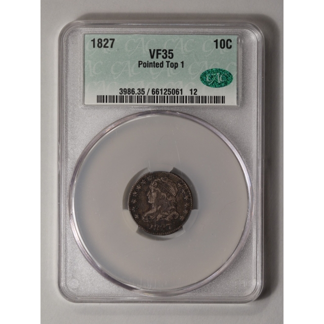 1827 10C Capped Bust Dime CACG VF35 (CAC)