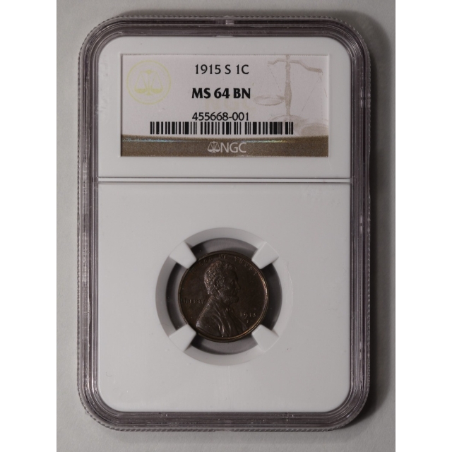 1915-S Wheat Reverse Lincoln Cent 1C NGC MS64BN