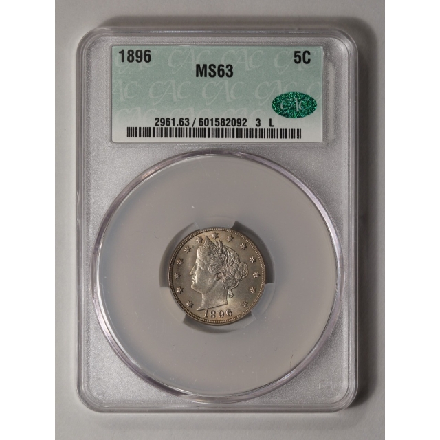 1896 5C Liberty Nickel CACG MS63 (CAC)