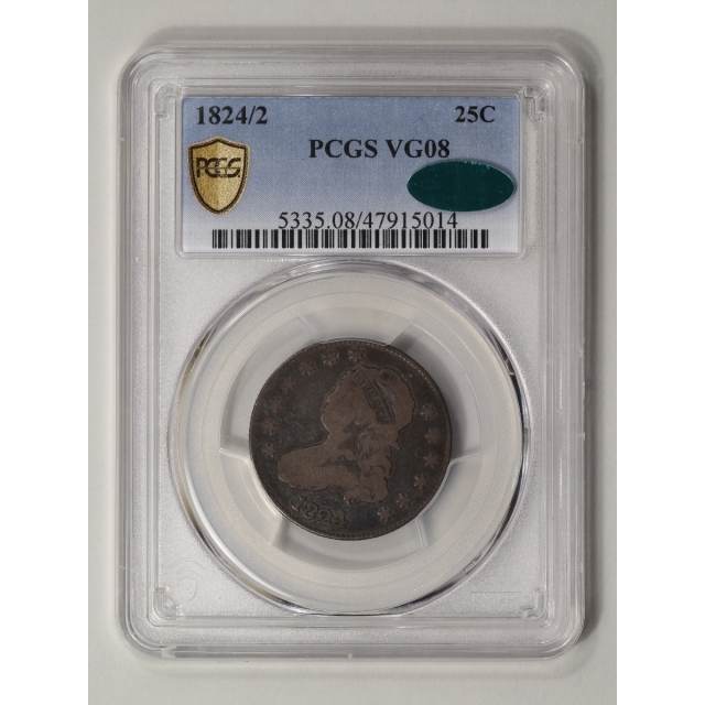 1824/2 25C Capped Bust Quarter PCGS VG8 (CAC)