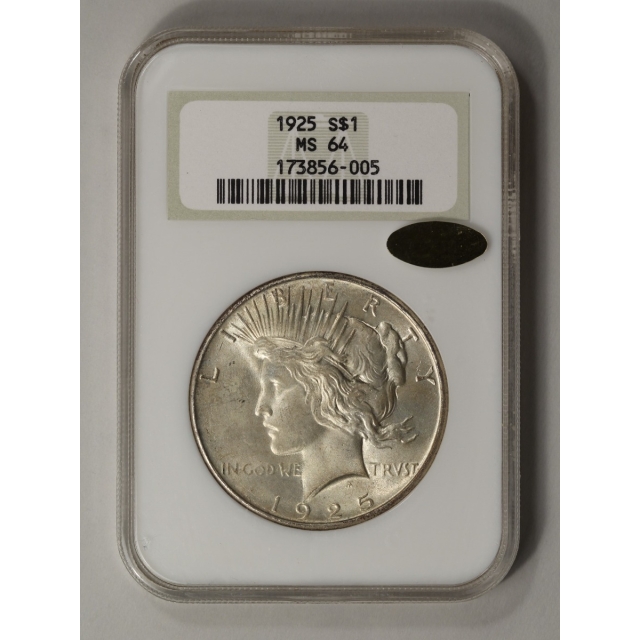 1925 Peace Dollar S$1 NGC MS64 (CAC Gold)