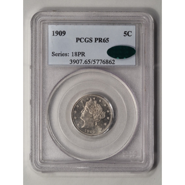 1909 5C Liberty Nickel PCGS PR65 (CAC)