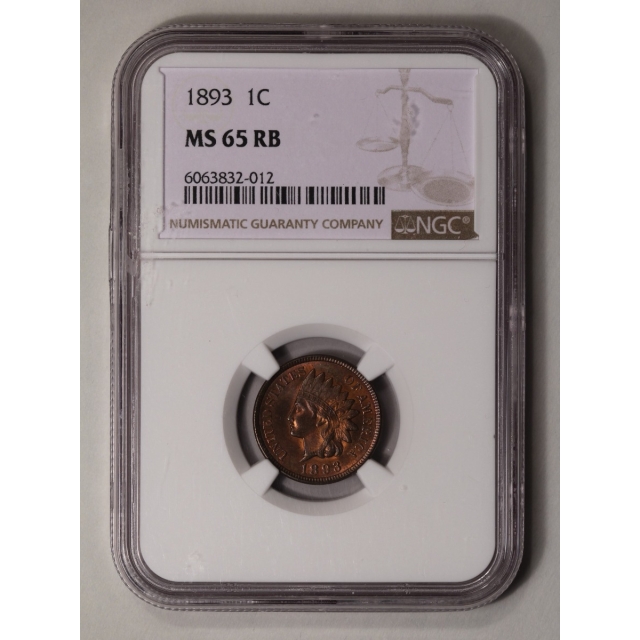 1893 Bronze Indian Cent 1C NGC MS65RB