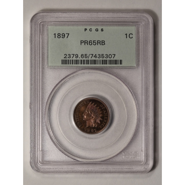 1897 1C Indian Cent - Type 3 Bronze PCGS PR65RB