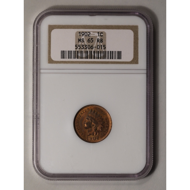 1902 1C Indian Cent - Type 3 Bronze NGC MS 65 RB