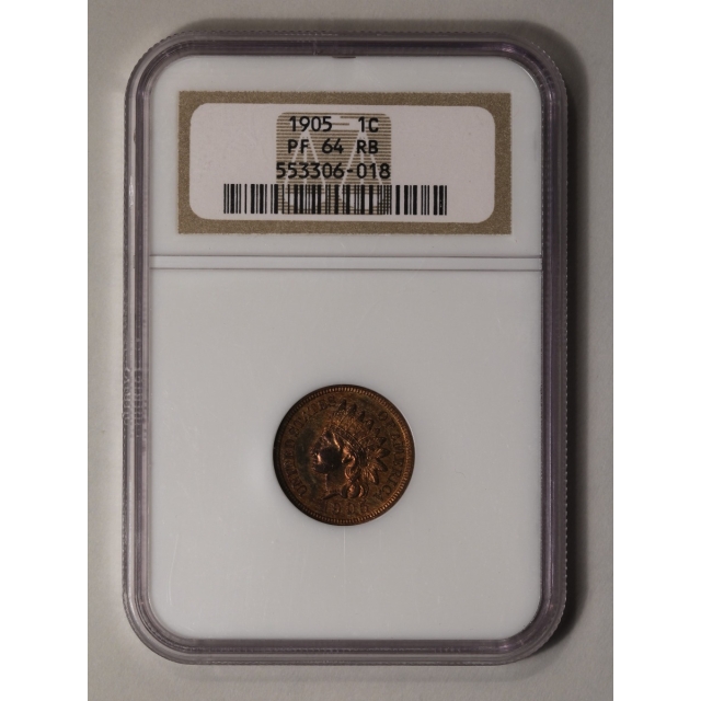 1905 1C Indian Cent - Type 3 Bronze NGC PF 64 RB
