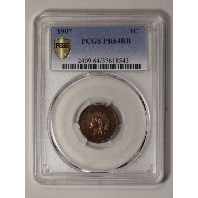 1907 1C Indian Cent - Type 3 Bronze PCGS PR64RB