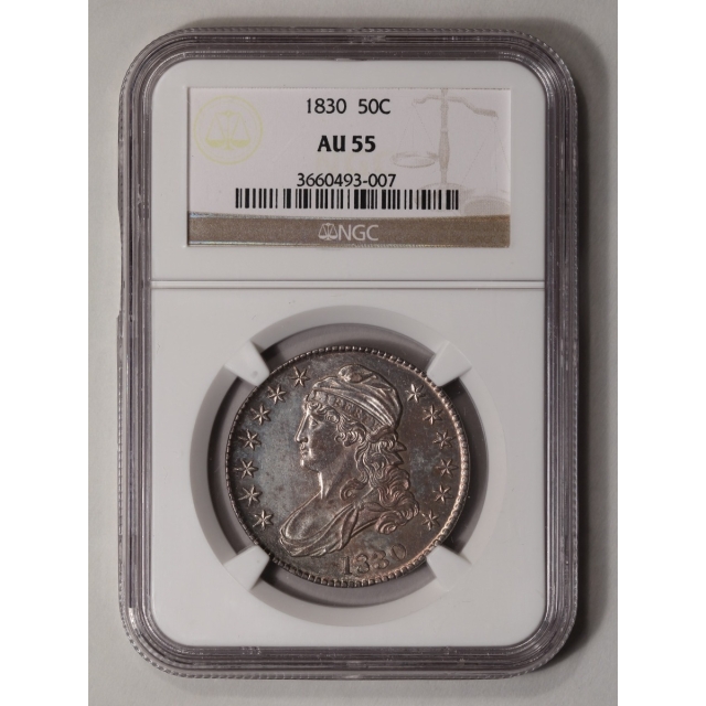 1830 Capped Bust, Lettered Edge 50C NGC AU55