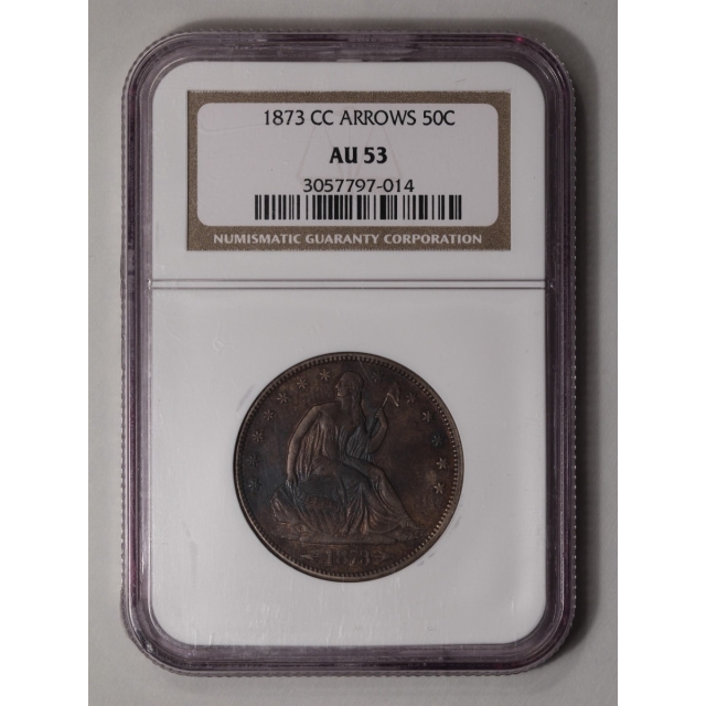 1873-CC ARROWS Seated Liberty Half Dollar 50C NGC AU53