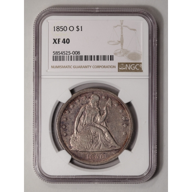 1850-O Seated Liberty - No Motto S$1 NGC XF40