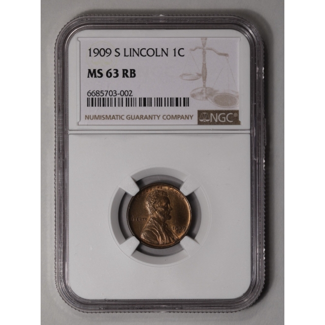 1909-S Wheat Reverse Lincoln Cent 1C NGC MS63RB