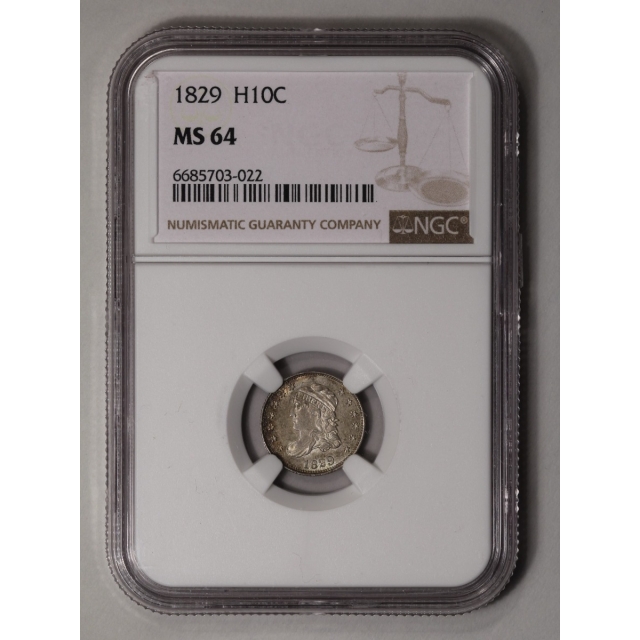 1829 Capped Bust Half Dime H10C NGC MS64