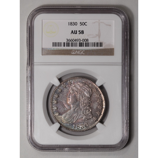 1830 Capped Bust, Lettered Edge 50C NGC AU58