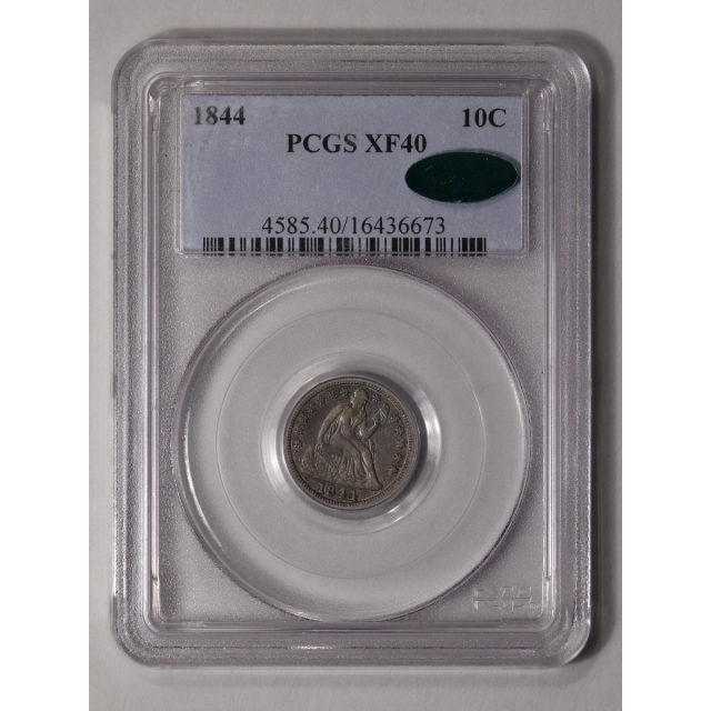 1844 10C Liberty Seated Dime PCGS XF40 (CAC)