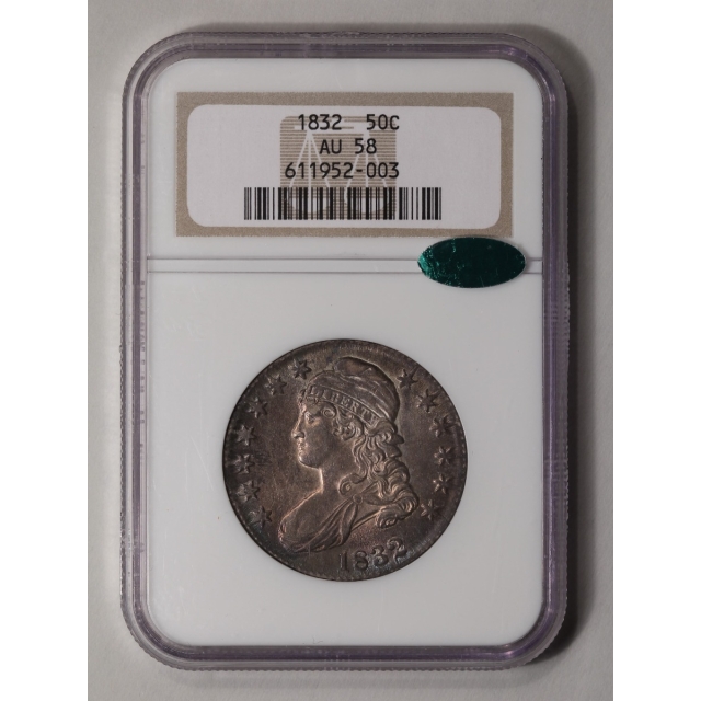 1832 Capped Bust, Lettered Edge 50C NGC AU58 (CAC)