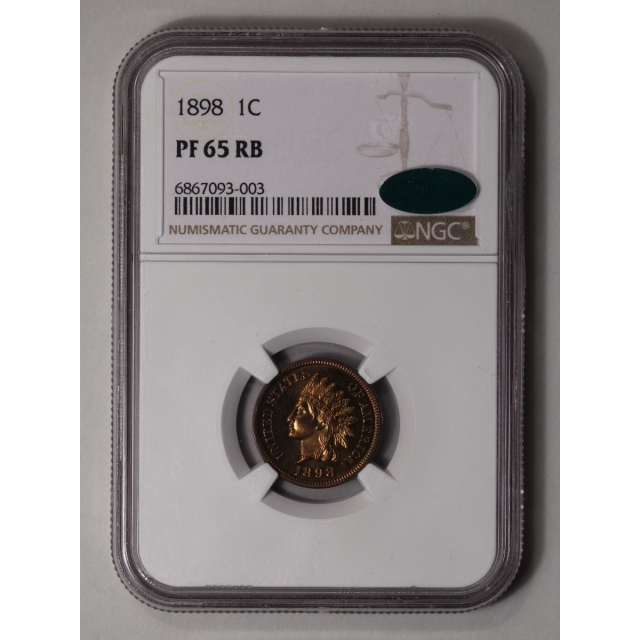 1898 Bronze Indian Cent 1C NGC PR65RB (CAC)