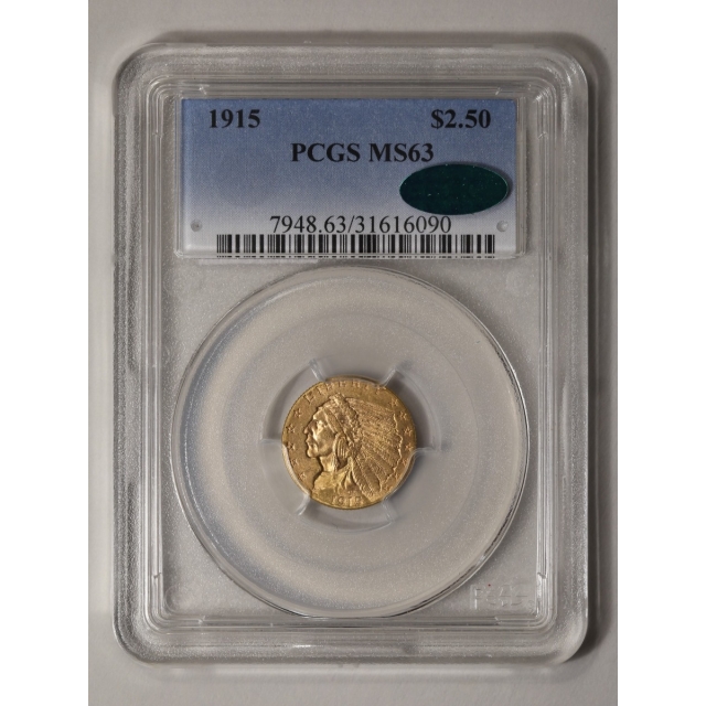 1915 $2.50 Indian Head PCGS MS63 (CAC)