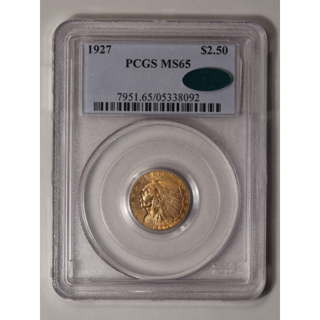 1927 $2.50 Indian Head PCGS MS65 (CAC)