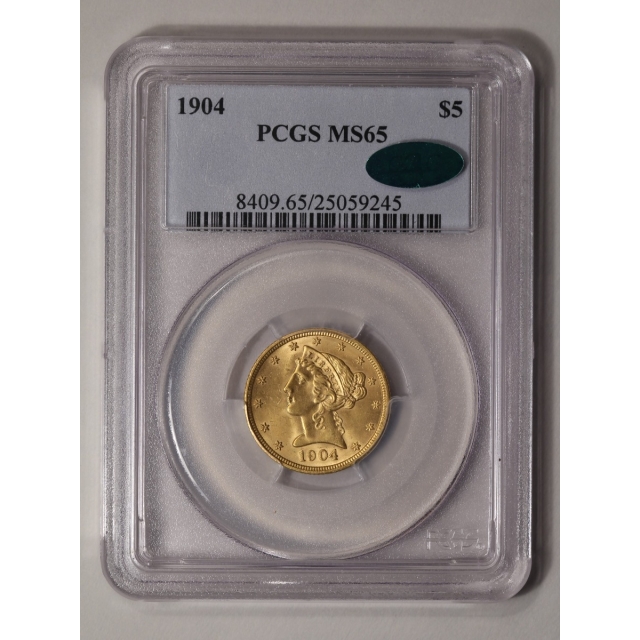 1904 $5 Liberty Head Half Eagle PCGS MS65 (CAC)