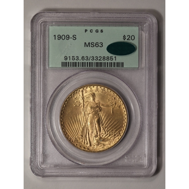 1909-S $20 Saint Gaudens PCGS MS63 (CAC)