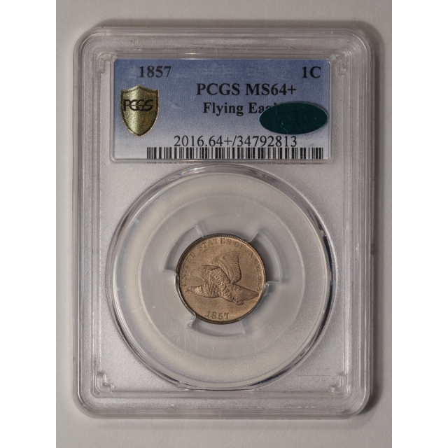 1857 1C Flying Eagle Cent PCGS MS64+ (CAC)