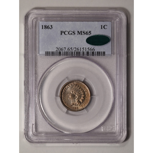 1863 1C Indian Cent - Type 2 Copper-Nickel PCGS MS65 (CAC)