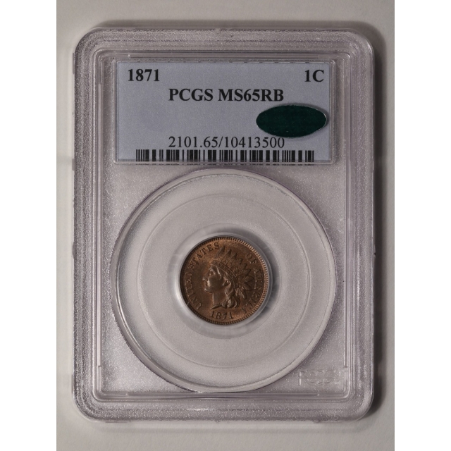 1871 1C Indian Cent - Type 3 Bronze PCGS MS65RB (CAC)