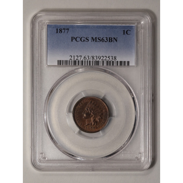 1877 1C Indian Cent - Type 3 Bronze PCGS MS63BN