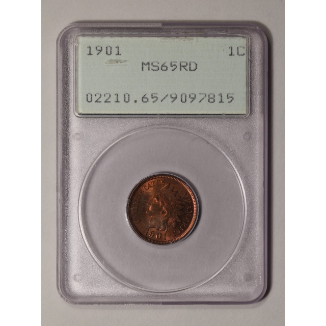 1901 1C Indian Cent - Type 3 Bronze PCGS MS65RD